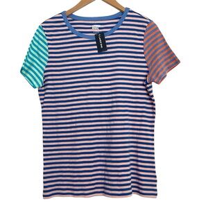 Lands' End Blue and Pink Striped Tee size Medium